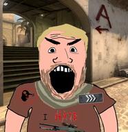 angry awp beard clothes counter_strike csgo gun hair i_hate sniper_rifle soyjak subvariant:science_lover terrorist variant:markiplier_soyjak video_game white_skin yellow_hair // 340x351 // 144.4KB