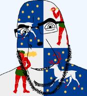 angry animal clothes club country county elk flag flag:norbotten glasses hair holding_club holding_object looking_to_the_left norrbotten red_skin smile soyjak star_(symbol) stubble sweden teeth thick_eyebrows transparent_background variant:cobson wildman // 775x849 // 130.6KB