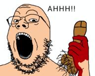 beard black_skin blood dick glasses hair hand open_mouth surprised teeth text total_nigger_death variant:cobson white_skin // 1000x800 // 130.6KB