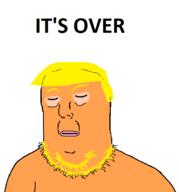 artist:sectionalism closed_eyes donald_trump eye_bags its_over orange_skin president stubble text united_states variant:norwegian yellow_eyebrows yellow_hair yellow_stubble // 638x684 // 19.1KB