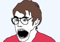 brown_eyes brown_hair clothes ear glasses nicolas_cruz open_mouth soyjak variant:unknown // 504x357 // 12.9KB