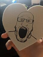 3d 3d_printed bald beard glasses heart irl plastic printed real variant:markiplier_soyjak // 3024x4032 // 1.7MB