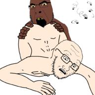 2soyjaks angry arm black_skin gay glasses hand holding_object nsfw open_mouth prostration scared sex soyjak stubble subvariant:soyak_(concerned) variant:cobson variant:soyak white_skin // 1000x1000 // 132.0KB