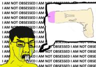 angry asian bloodshot_eyes bwc crying glasses hair i_am_not_obsessed nsfw penis rent_free small_eyes soyjak speech_bubble variant:chudjak yellow_skin // 680x473 // 190.4KB