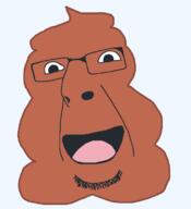 brown emoticon glasses happy no_eyebrows objectsoy open_mouth poop poopson series:soymoji smile soyjak stubble tongue variant:cobson 💩 // 721x789 // 15.6KB