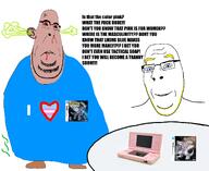 biting_lip blond blood bloodshot_eyes blue blue_eyes brown_skin ear fart fat glasses pink pokemon prank purple_hair reddit smile stubble subvariant:blobson subvariant:hornyson subvariant:nucob tranny variant:cobson youtube // 1536x1258 // 399.8KB