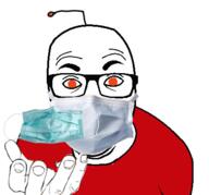 antenna clothes facemask glasses hand mask orange_eyes perro_hold reddit redditard soyjak tshirt variant:el_perro_rabioso // 430x400 // 116.4KB