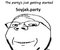 4chan advertisement banner glasses smile soyjak soyjak_party stubble subvariant:wholesome_soyjak text variant:gapejak // 300x250 // 8.2KB