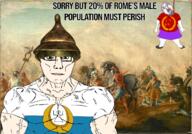 2soyjaks ack based brown_eyes carthage chad closed_mouth clothes full_body glasses muscles mustache open_mouth purple_hair roman rope stubble subvariant:muscular_chud teeth tongue tunisia variant:bernd variant:chudjak // 1200x839 // 1.6MB