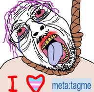 ack bloodshot_eyes crying eye eyebags eyebrows eyelashes flag flag:transgender_pride_flag glasses hair hanged hanging heart i_love lipstick looking_up meta:tagme mouth_open mustache nose open_mouth purple_hair rope stubble suicide tear text tongue tongue_out tranny transgender_flag transheart variant:bernd wrinkles yellow_teeth // 726x711 // 418.8KB