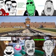 adolf_hitler angry auschwitz background biting_lip bloodshot_eyes central_intelligence_agency closed_mouth clothes cross_eyed crying dirlewanger ear farm glasses glowie hair hand heinrich_himmler hitler_mustache israel jewish_nose jews judaism kike_trio lips money moustache multiple_soyjaks nazi_germany nazism oskar_dirlewanger smile star_of_david stubble subvariant:chudjak_front subvariant:chudjak_seething subvariant:hornyson subvariant:shortnose suit sunglasses text tshirt variant:chudjak variant:cirrus variant:cobson variant:coinjak variant:impish_soyak_ears variant:israeli_soyjak variant:longnose variant:nojak // 3000x3000 // 6.8MB