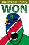 ahegao country emerald flag flag:namibia gem glasses green green_eyes hair looking_up namibia open_mouth schlog_color_event soyjak soyjak_blog stubble sun teeth text threat_level_green variant:cobson won // 721x1115 // 174.7KB