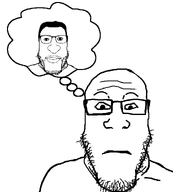 glasses hair looking_at_you obsessed stubble subvariant:neutralplier thinking variant:carbjak variant:markiplier_soyjak // 905x1003 // 26.3KB