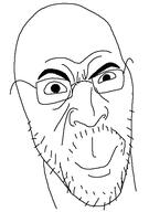 closed_mouth glasses jetstream_sam metal_gear metal_gear_rising mustache smile soyjak stubble variant:samson video_game // 426x608 // 10.4KB