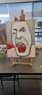 angry blue_eyes irl open_mouth painting redraw soyjak traditional_media variant:cobson // 1800x4000 // 5.1MB