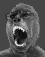glasses horror open_mouth painting redraw soyjak uncanny variant:gapejak // 959x1210 // 809.9KB