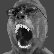 glasses horror open_mouth painting redraw soyjak uncanny variant:gapejak // 959x1210 // 809.9KB