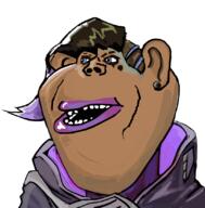 artist:romanian_schizo brown_hair brown_skin clothes eyelashes eyelids eyeshadow fat female gay lips meximutt overwatch purple_eyes purple_hair sombra_(overwatch) subvariant:female_impish_ears subvariant:impish_amerimutt variant:impish_soyak_ears // 813x826 // 211.8KB