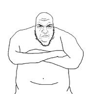 angry blart closed_mouth crossed_arms no_glasses punisher_face soyjak stubble variant:blartjak // 876x921 // 16.4KB