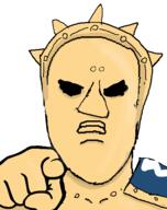 age_of_sigmar animated armor closed_mouth clothes hand no_eyebrows pointing pointing_at_viewer soyjak stormcast_eternal tg_(4chan) variant:a24_slowburn_soyjak warhammer yellow_skin // 439x554 // 83.6KB