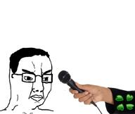 4chan angry closed_mouth glasses hair microphone soyjak variant:chudjak // 985x832 // 230.5KB