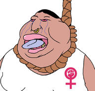 angry big_lips crying double_chin female feminism feminist hanging long_hair meximutt nose_piercing open_mouth piercing ponytail red_sclera series:foidjaks subvariant:female_meximutt variant:meximutt white_background white_shirt woman // 888x849 // 275.5KB