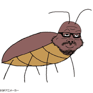 animated antenna bug closed_mouth cockroach fat full_body glasses leg looking_up mustache poyopoyo redraw smile soyjak stubble urouro variant:a24_slowburn_soyjak // 400x333 // 374.7KB
