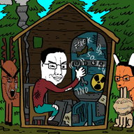 animal background clothes crying deer doe eye forest fox glasses nuclear nuclear_bomb rabbit red_eyes shed sky smoke smug stubble swastika swearing text total_nigger_death variant:chudjak variant:gapejak variant:soyak white_teeth window wrench writing // 2000x2000 // 2.8MB