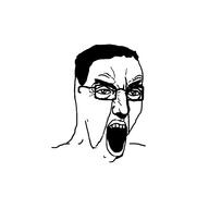 angry artist:sectionalism glasses hair open_mouth punisher_face soyjak variant:chudjak // 3464x3464 // 460.3KB