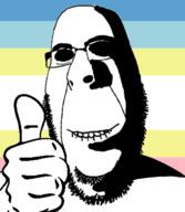 biting_lip closed_mouth flag glasses hand map_(pedophile) ominous pedophile shadow smile soyjak stubble subvariant:hornyson thumbs_up variant:cobson // 492x567 // 95.1KB