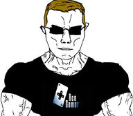 ace_gamer brown_hair buff card closed_mouth clothes ear gamer glasses hair soyjak subvariant:chudjak_front subvariant:muscular_chud tshirt variant:chudjak vein zeb89 // 1059x929 // 193.3KB