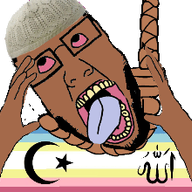 animated beard brown_skin clothes ext=gif glasses hand hands_up hat islam map_(pedophile) mudslime muslims pedophile red_sclera spinning subvariant:ppplier variant:markiplier_soyjak variant:ppp // 378x378 // 495.8KB