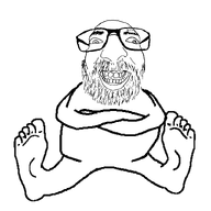 bald crossed_arms foot full_body glasses open_mouth stubble teeth transparent_background variant:israeli_soyjak // 800x800 // 36.2KB