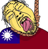 aliased asian buck_teeth chinkroach chinksectoid chinktroon crying flag:taiwan glasses hair hanged hanging rope slant_eyes stubble sweat_stain taiwan tongue variant:bernd yellow_skin yellow_teeth // 768x786 // 40.4KB