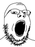 animated glasses no_eyebrows open_mouth smile soyjak stubble variant:gapejak // 600x800 // 43.2KB