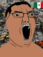 angry brown_skin country flag glasses hair irl_background mexico mustache open_mouth soyjak stubble variant:chudjak // 480x640 // 224.8KB