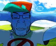 award blue_hair blue_skin boyfriend_(friday_night_funkin') calm cloud esl fnf_pedo friday_night_funkin' frutiger_aero grass green_shirt hands_behind_head hill irl_background no_sign outside pedophile stinky subvariant:chudplier sweat_stain sweating variant:markiplier_soyjak windows_xp // 802x660 // 459.0KB