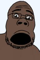 black_skin francis_domingo_joaquin glasses open_mouth soyjak stretched_mouth stubble variant:canjak // 304x456 // 53.4KB