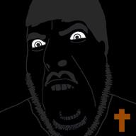 black_background cross faith_the_unholy_trinity glasses grey grey_hair grey_skin indie moustache spammer variant:cobson // 721x720 // 137.5KB