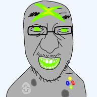 bald eyebrows gamer glasses mouth_open nuvariant stubble teeth transparent_background variant:crimjak xbox xbox_360 xbox_360_kid // 1280x1280 // 142.0KB