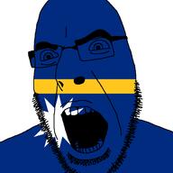 angry country flag glasses nauru open_mouth soyjak star stubble variant:cobson // 721x720 // 26.0KB