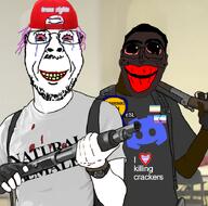2soyjaks award backwards_cap bloodshot_eyes brown_skin clothes columbine crying discord dylan_klebold eric_harris esl glasses gun hat map_(pedophile) mass_shooter pedophile red_hat school_shooter smile subvariant:jartycuck tranny trans_rights transheart trend:jartycuck troon variant:bernd variant:chudjak weapon white_skin yellow_teeth zoophile // 714x707 // 428.6KB