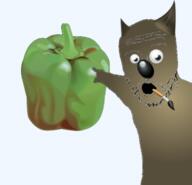 animal brush ear gimp green_is_my_pepper open_mouth pepper pointing soyjak stubble variant:two_pointing_soyjaks // 615x593 // 226.5KB