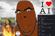 ai_art aqualung art brown_skin closed_mouth cloud discord fire flag flag:transgender_pride_flag glasses i_heart libtardacus ratturd shredded_nerd smile soyjak stubble the_mona_lisa variant:cobson // 716x473 // 273.5KB