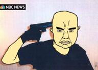 asian bald brimmiest_comments_section☣️☣️☣️_do_not_enter☣️☣️☣️ cho clothes firearm glove gun holding_gun incel irl korean mass_shooter nbc news pistol saint_cho school_shooter seung_hui_cho variant:chudjak virgin virginia virginia_tech // 960x691 // 667.4KB
