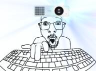 glasses hand keyboard open_mouth projector soyjak stubble typing variant:keyjak // 1024x762 // 489.1KB