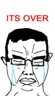 alternate bloodshot_eyes closed_eyes closed_mouth crying ear fantasy glasses hair its_over soyjak subvariant:chudjak_front text variant:chudjak // 411x718 // 14.4KB
