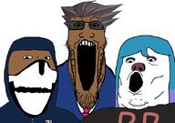 ace_attorney blue_hair doomentio doomposting doomverse glasses kenlwright kenpandilla los_majes losmajes phoenix_wright plutonicclown purple_hair sebdan soyjak sunglasses the_royal_majes theroyalmajes trend:soyjak_trio variant:gapejak variant:markiplier_soyjak variant:tony_soprano_soyjak // 828x581 // 157.2KB