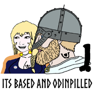 bbc beard blacked blond blue_eyes dildo female flag:transgender_pride_flag helmet nas:wojak nas:yes_chad odin pagan paganism series:its_based_and_christpilled spade woman