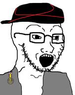Original_soysona beard clothes glasses hat oc open_mouth self_insert soyjak soysona variant:soyak // 735x931 // 49.5KB
